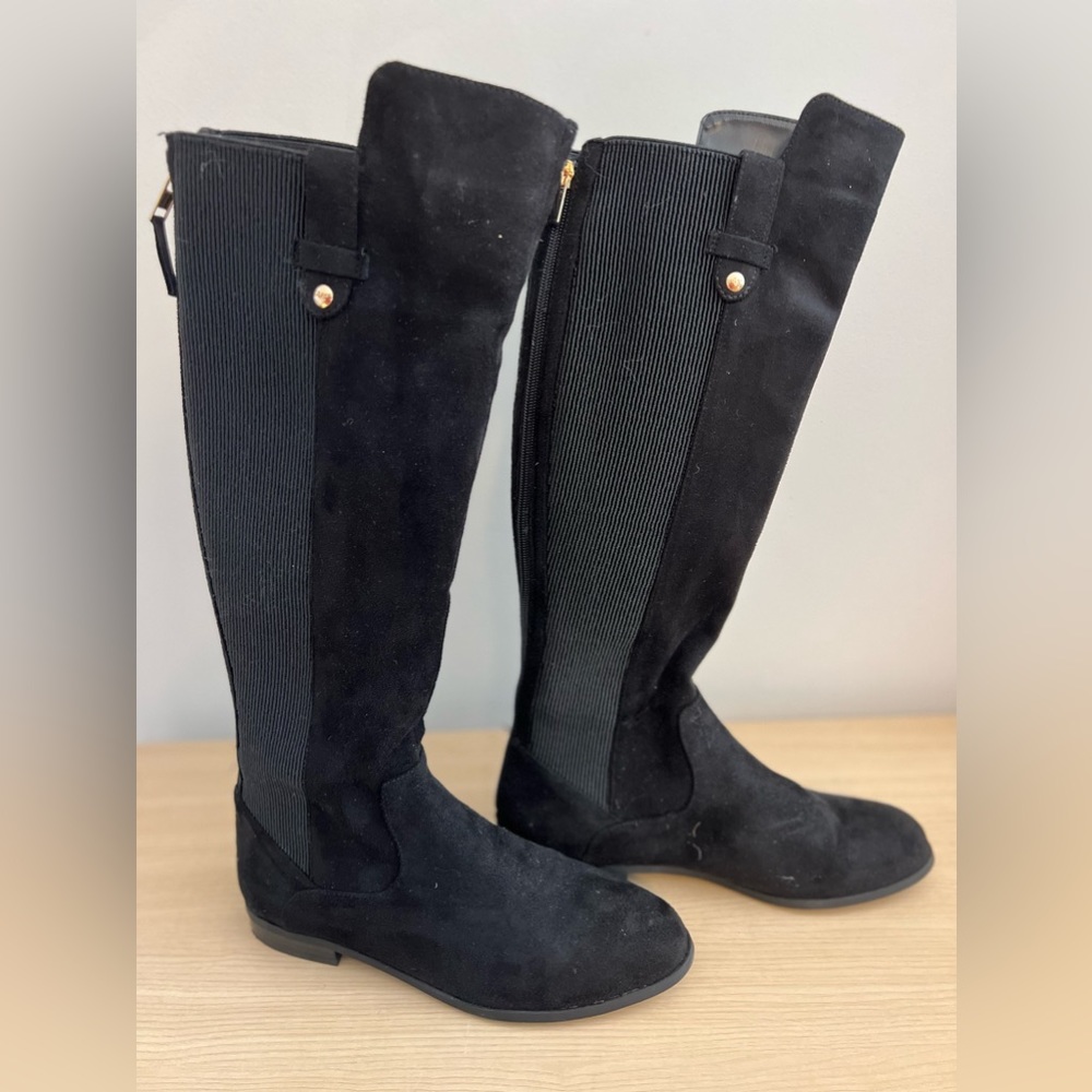 NEW - Faux Suede Tall Zip Up Boots